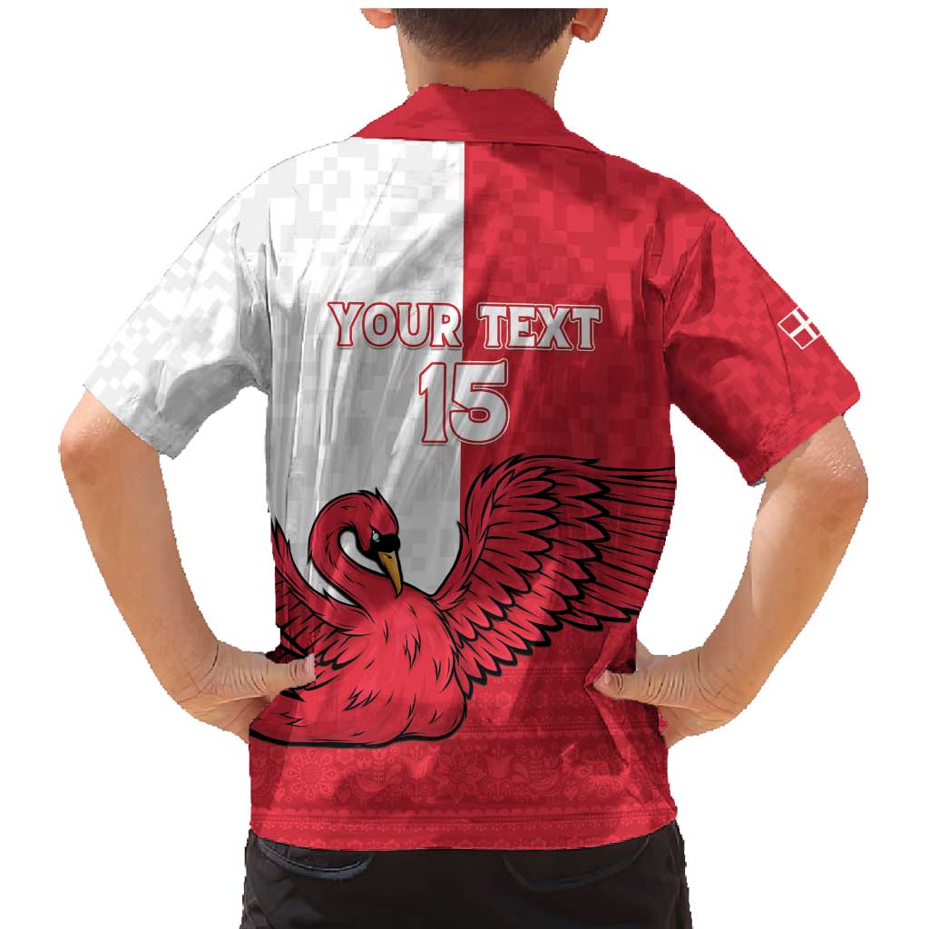 Custom Denmark Football Family Matching Mermaid Dress and Hawaiian Shirt Red and Whites Scandinavia Pattern - Wonder Print Shop