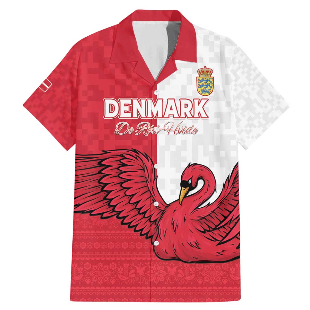 Custom Denmark Football Family Matching Mermaid Dress and Hawaiian Shirt Red and Whites Scandinavia Pattern - Wonder Print Shop
