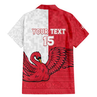 Custom Denmark Football Family Matching Mermaid Dress and Hawaiian Shirt Red and Whites Scandinavia Pattern - Wonder Print Shop