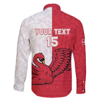 Custom Denmark Football Family Matching Off The Shoulder Long Sleeve Dress and Hawaiian Shirt Red and Whites Scandinavia Pattern - Wonder Print Shop