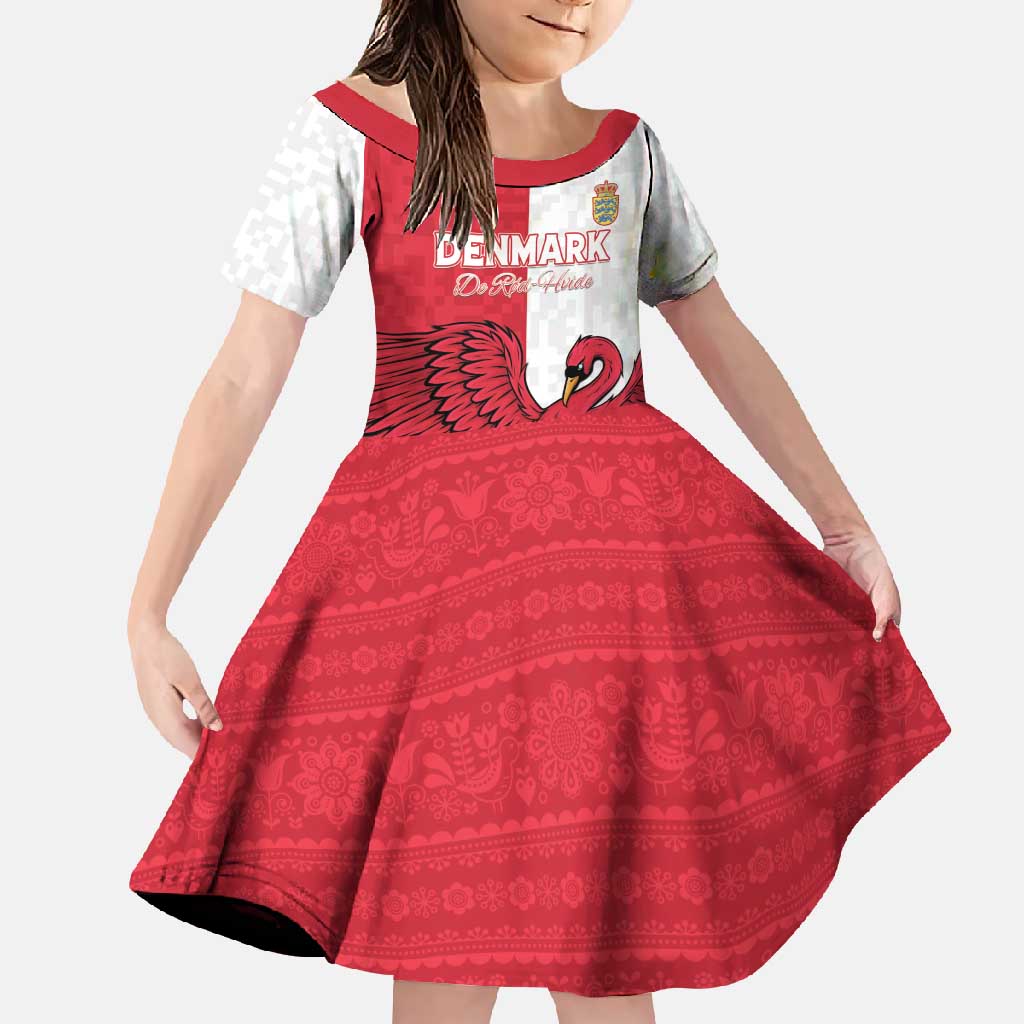 Custom Denmark Football Family Matching Off Shoulder Maxi Dress and Hawaiian Shirt Red and Whites Scandinavia Pattern - Wonder Print Shop