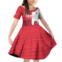 Custom Denmark Football Family Matching Off Shoulder Short Dress and Hawaiian Shirt Red and Whites Scandinavia Pattern - Wonder Print Shop