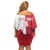 Custom Denmark Football Family Matching Off Shoulder Short Dress and Hawaiian Shirt Red and Whites Scandinavia Pattern - Wonder Print Shop
