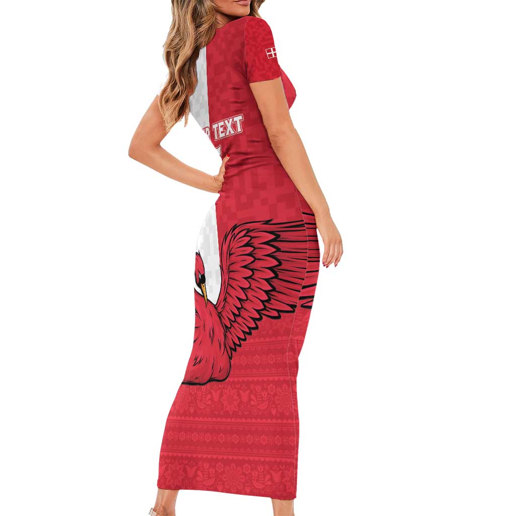 Custom Denmark Football Family Matching Short Sleeve Bodycon Dress and Hawaiian Shirt Red and Whites Scandinavia Pattern - Wonder Print Shop