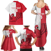 Custom Denmark Football Family Matching Summer Maxi Dress and Hawaiian Shirt Red and Whites Scandinavia Pattern - Wonder Print Shop