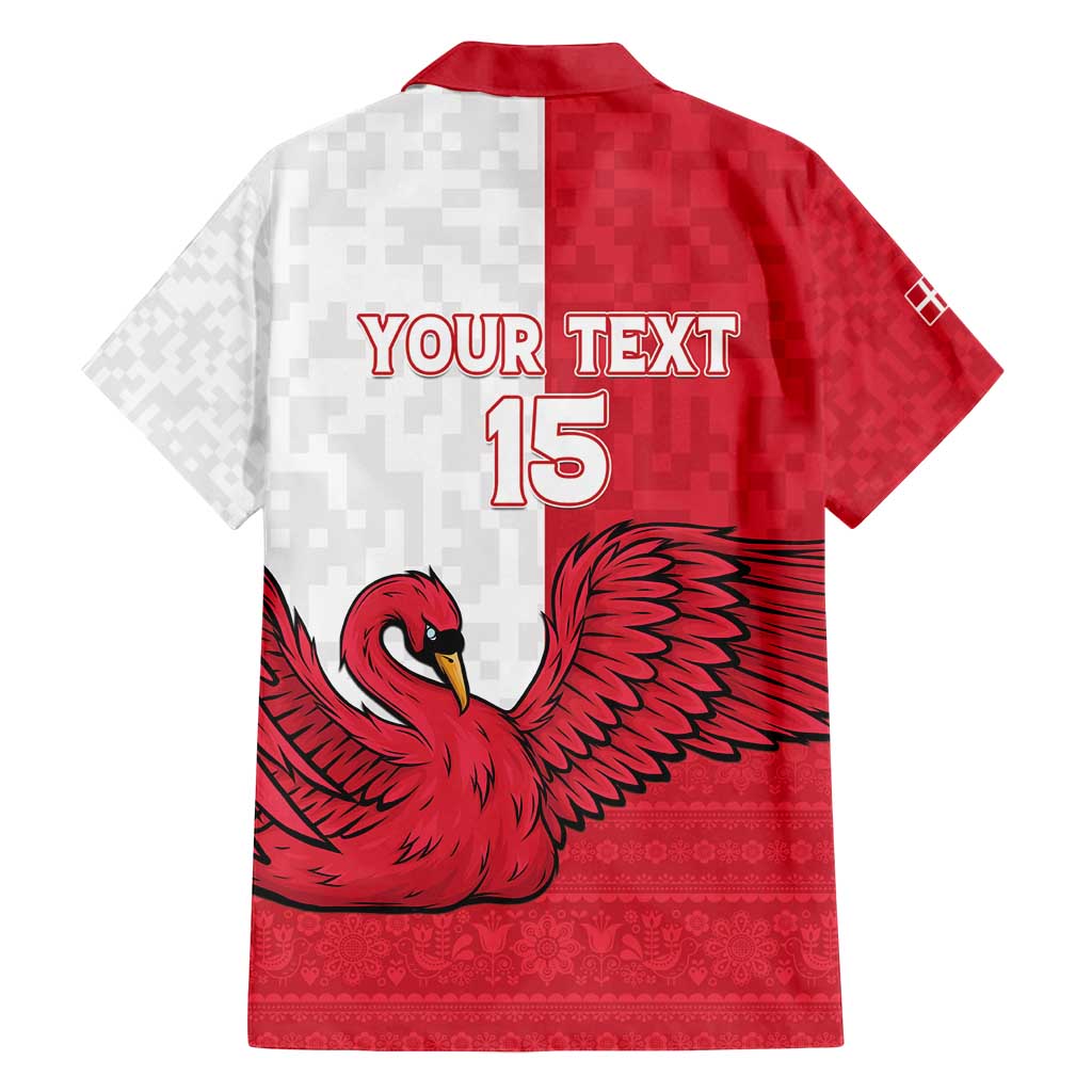 Custom Denmark Football Family Matching Summer Maxi Dress and Hawaiian Shirt Red and Whites Scandinavia Pattern - Wonder Print Shop