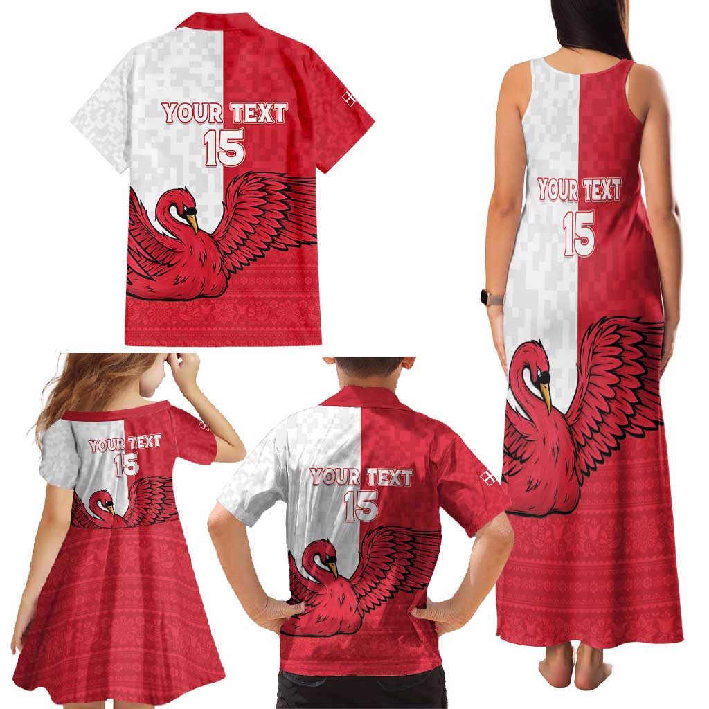 Custom Denmark Football Family Matching Tank Maxi Dress and Hawaiian Shirt Red and Whites Scandinavia Pattern - Wonder Print Shop