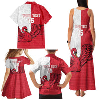 Custom Denmark Football Family Matching Tank Maxi Dress and Hawaiian Shirt Red and Whites Scandinavia Pattern - Wonder Print Shop