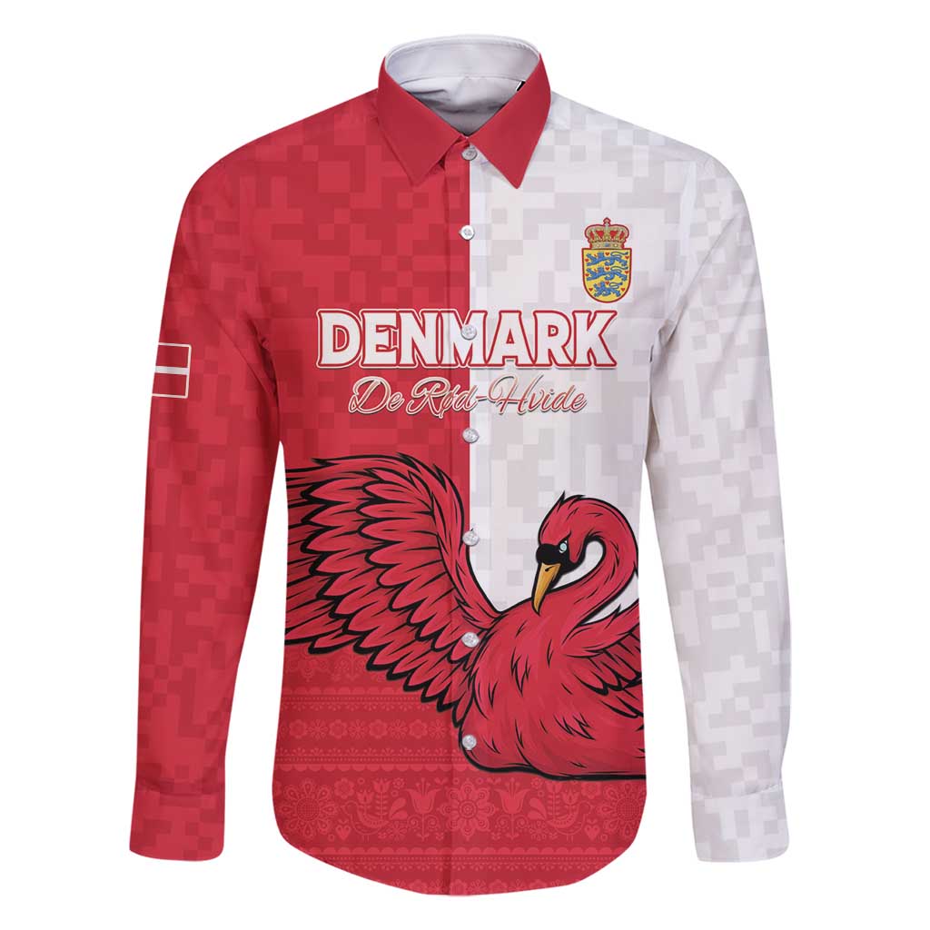 Custom Denmark Football Family Matching Tank Maxi Dress and Hawaiian Shirt Red and Whites Scandinavia Pattern - Wonder Print Shop