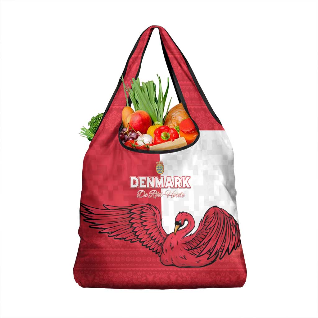 Denmark Football Grocery Bag Red and Whites Scandinavia Pattern - Wonder Print Shop