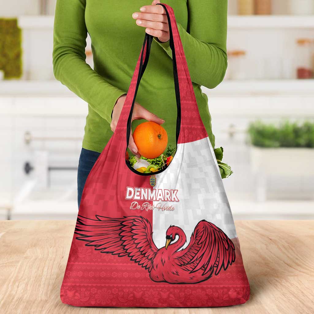 Denmark Football Grocery Bag Red and Whites Scandinavia Pattern - Wonder Print Shop