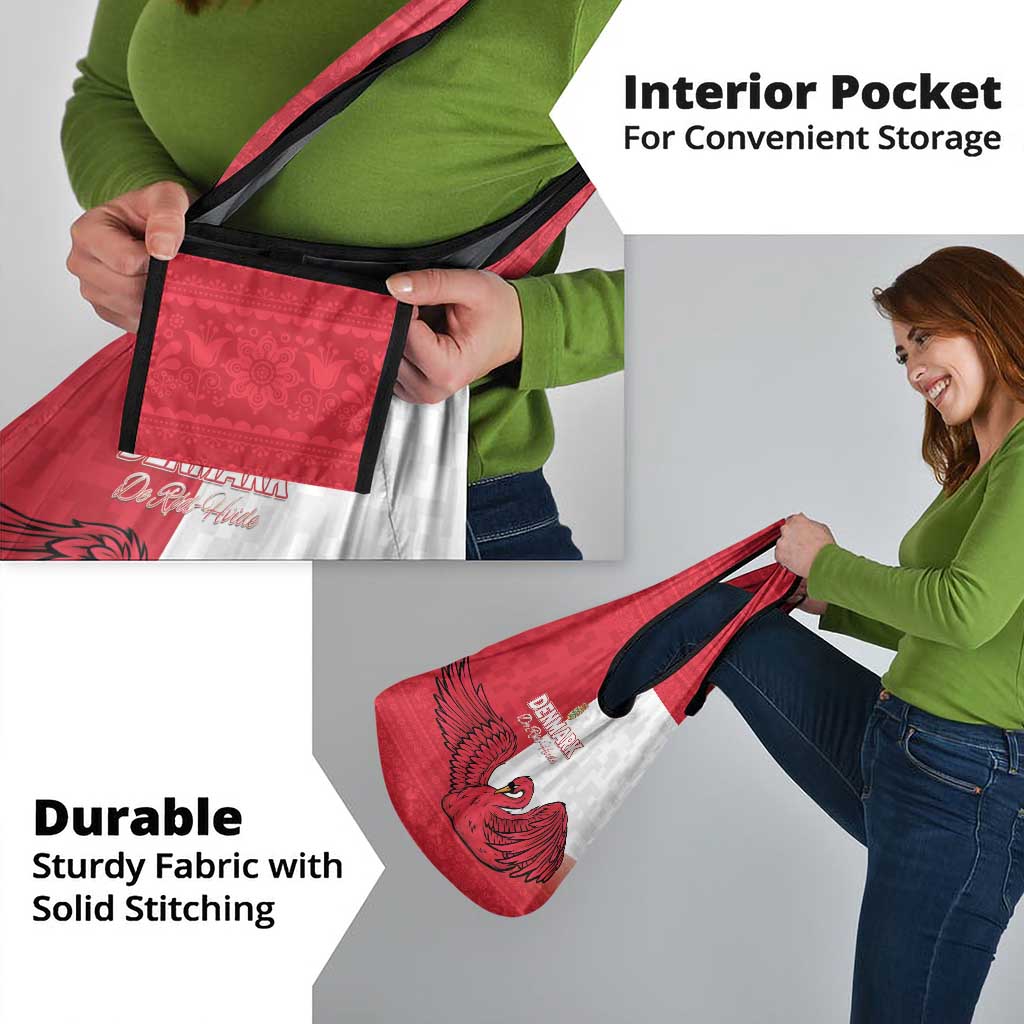 Denmark Football Grocery Bag Red and Whites Scandinavia Pattern - Wonder Print Shop