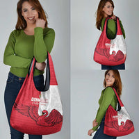 Denmark Football Grocery Bag Red and Whites Scandinavia Pattern - Wonder Print Shop