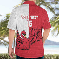 Custom Denmark Football Hawaiian Shirt Red and Whites Scandinavia Pattern - Wonder Print Shop