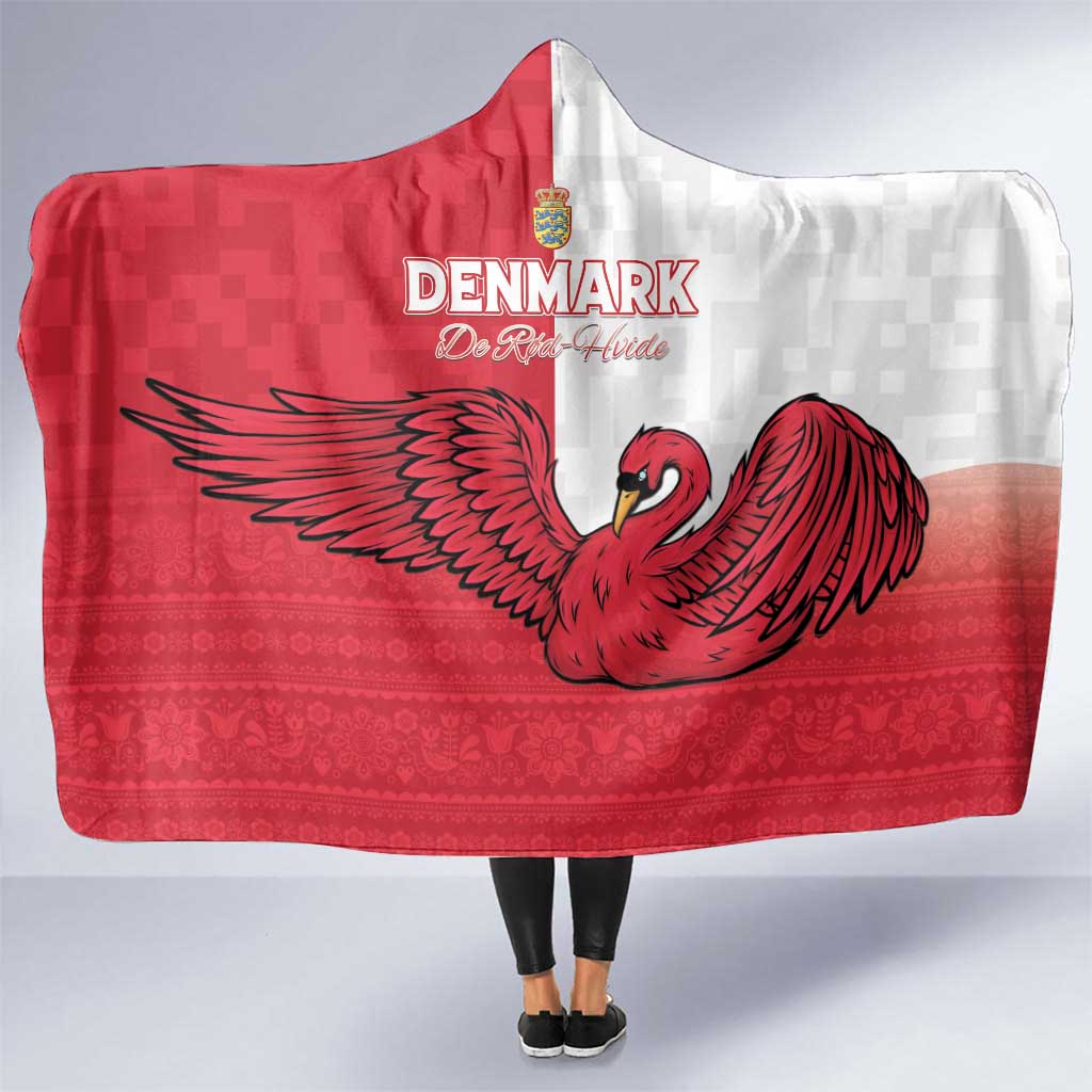 Denmark Football Hooded Blanket Red and Whites Scandinavia Pattern - Wonder Print Shop