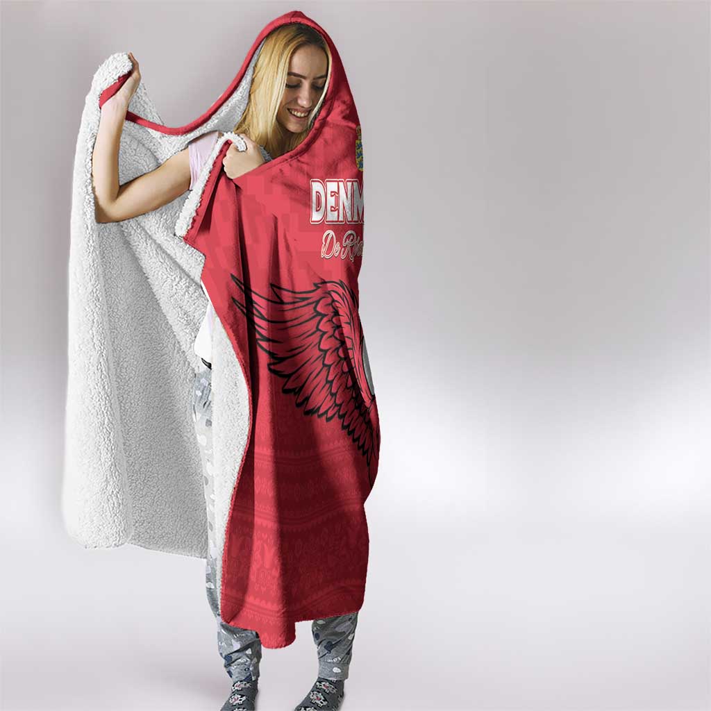 Denmark Football Hooded Blanket Red and Whites Scandinavia Pattern - Wonder Print Shop
