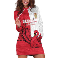Custom Denmark Football Hoodie Dress Red and Whites Scandinavia Pattern - Wonder Print Shop