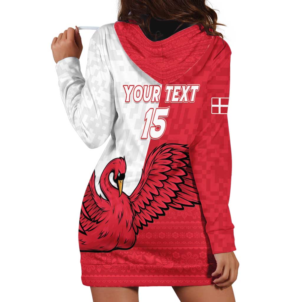 Custom Denmark Football Hoodie Dress Red and Whites Scandinavia Pattern - Wonder Print Shop