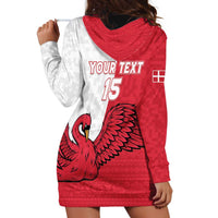 Custom Denmark Football Hoodie Dress Red and Whites Scandinavia Pattern - Wonder Print Shop