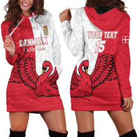Custom Denmark Football Hoodie Dress Red and Whites Scandinavia Pattern - Wonder Print Shop