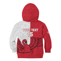 Custom Denmark Football Kid Hoodie Red and Whites Scandinavia Pattern - Wonder Print Shop
