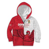 Custom Denmark Football Kid Hoodie Red and Whites Scandinavia Pattern - Wonder Print Shop