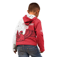 Custom Denmark Football Kid Hoodie Red and Whites Scandinavia Pattern - Wonder Print Shop