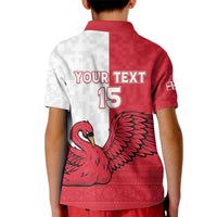 Custom Denmark Football Kid Polo Shirt Red and Whites Scandinavia Pattern - Wonder Print Shop