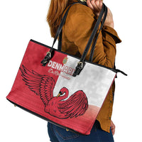 Denmark Football Leather Tote Bag Red and Whites Scandinavia Pattern - Wonder Print Shop