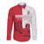 Custom Denmark Football Long Sleeve Button Shirt Red and Whites Scandinavia Pattern - Wonder Print Shop