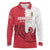 Custom Denmark Football Long Sleeve Polo Shirt Red and Whites Scandinavia Pattern - Wonder Print Shop