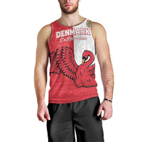 Custom Denmark Football Men Tank Top Red and Whites Scandinavia Pattern - Wonder Print Shop