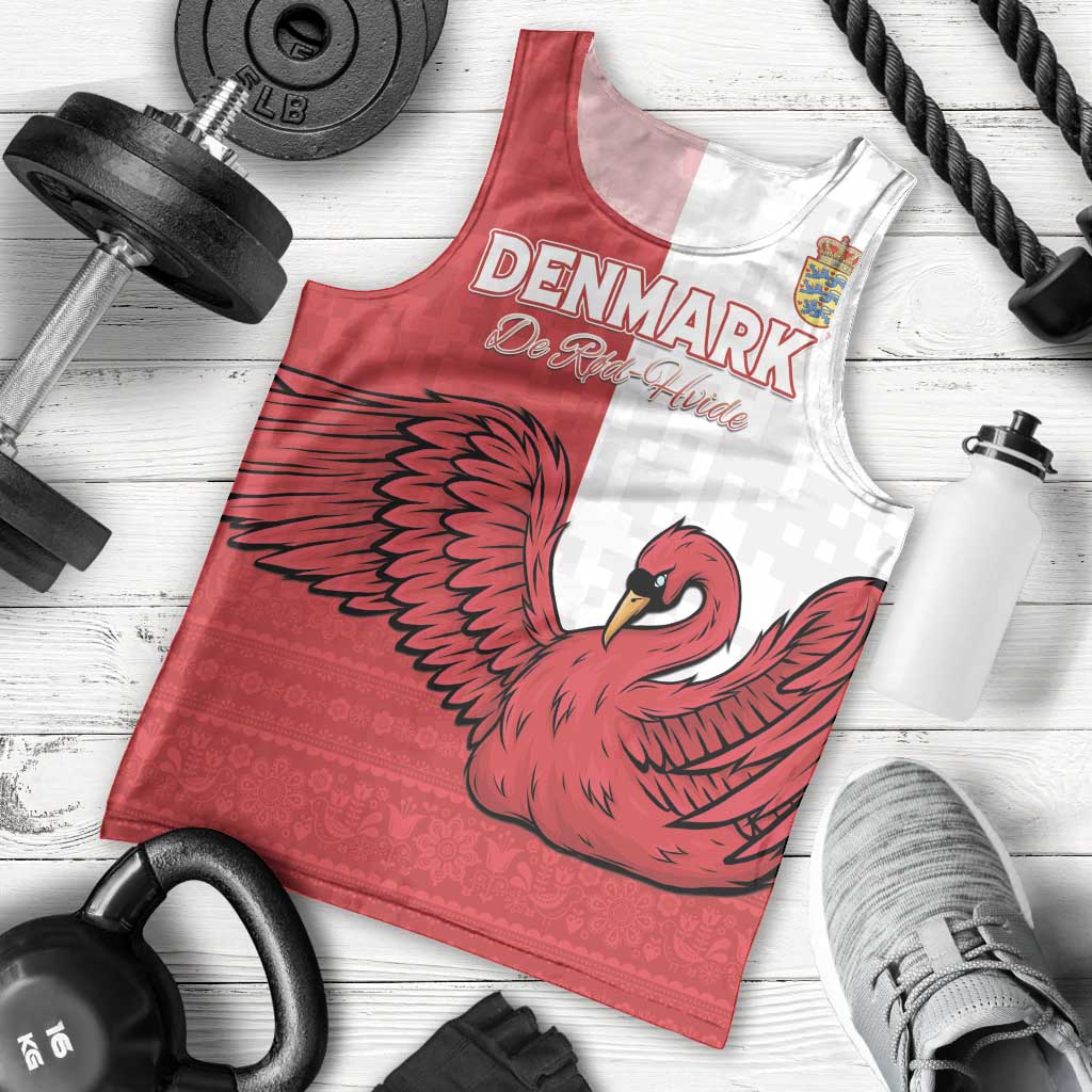 Custom Denmark Football Men Tank Top Red and Whites Scandinavia Pattern - Wonder Print Shop