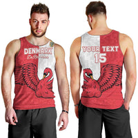 Custom Denmark Football Men Tank Top Red and Whites Scandinavia Pattern - Wonder Print Shop