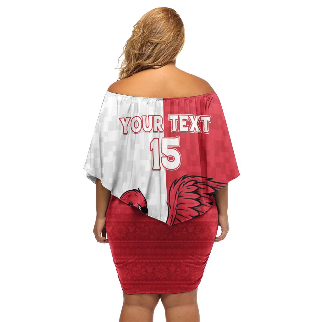 Custom Denmark Football Off Shoulder Short Dress Red and Whites Scandinavia Pattern - Wonder Print Shop