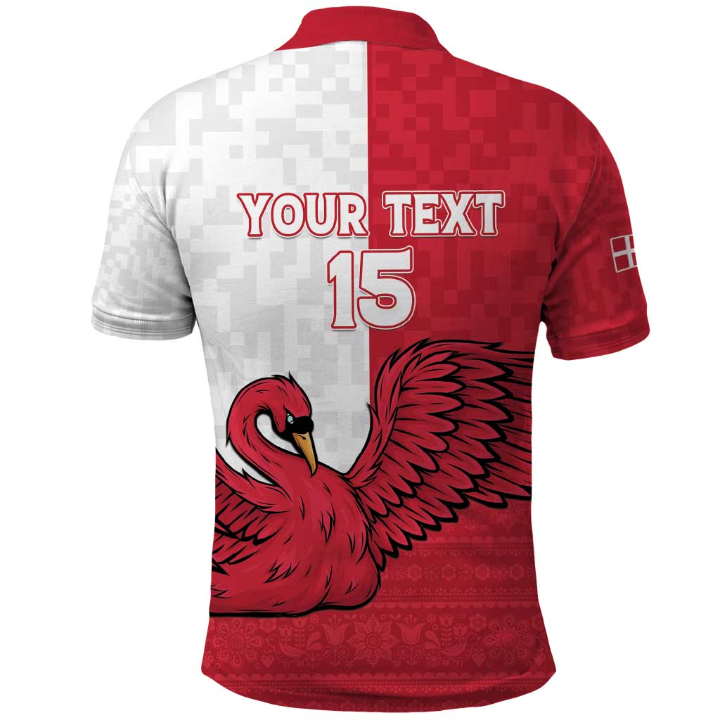 Custom Denmark Football Polo Shirt Red and Whites Scandinavia Pattern - Wonder Print Shop