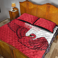 Denmark Football Quilt Bed Set Red and Whites Scandinavia Pattern - Wonder Print Shop