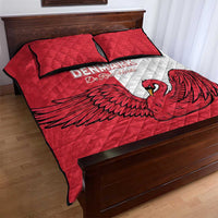 Denmark Football Quilt Bed Set Red and Whites Scandinavia Pattern - Wonder Print Shop