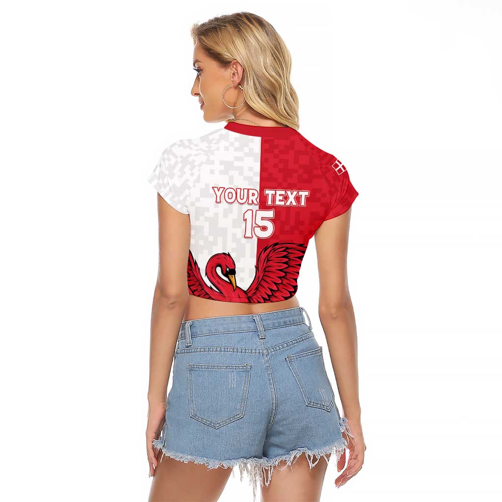 Custom Denmark Football Raglan Cropped T Shirt Red and Whites Scandinavia Pattern - Wonder Print Shop