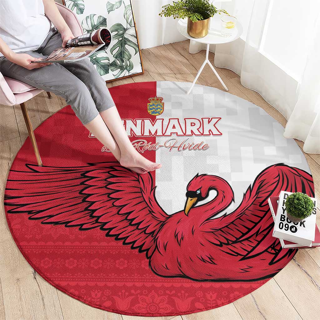 Denmark Football Round Carpet Red and Whites Scandinavia Pattern - Wonder Print Shop