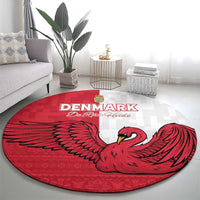 Denmark Football Round Carpet Red and Whites Scandinavia Pattern - Wonder Print Shop