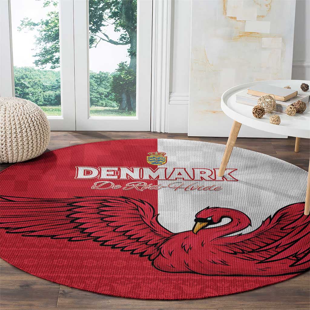 Denmark Football Round Carpet Red and Whites Scandinavia Pattern - Wonder Print Shop