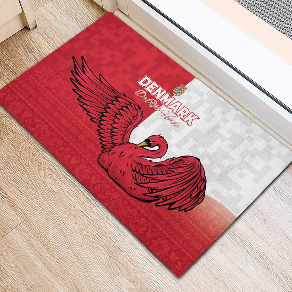 Denmark Football Rubber Doormat Red and Whites Scandinavia Pattern - Wonder Print Shop
