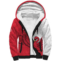 Custom Denmark Football Sherpa Hoodie Red and Whites Scandinavia Pattern - Wonder Print Shop