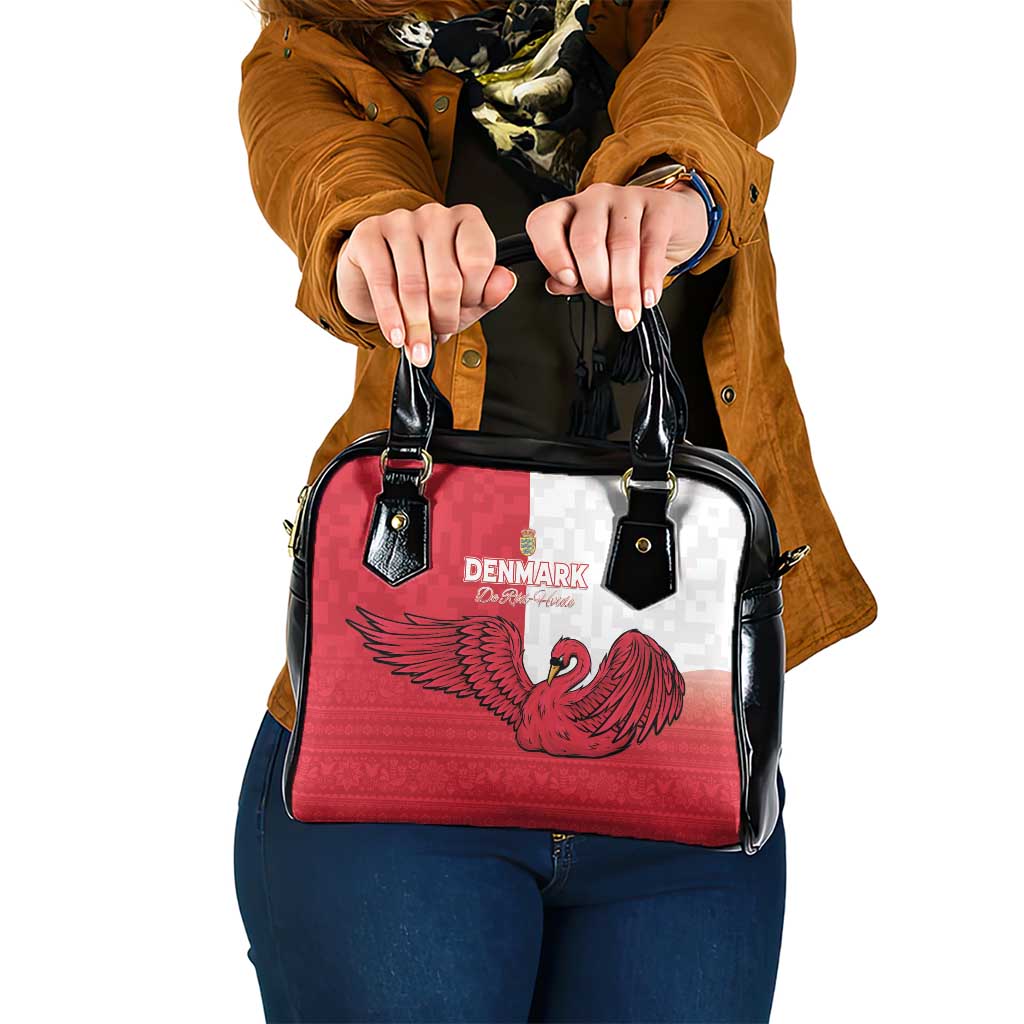 Denmark Football Shoulder Handbag Red and Whites Scandinavia Pattern - Wonder Print Shop