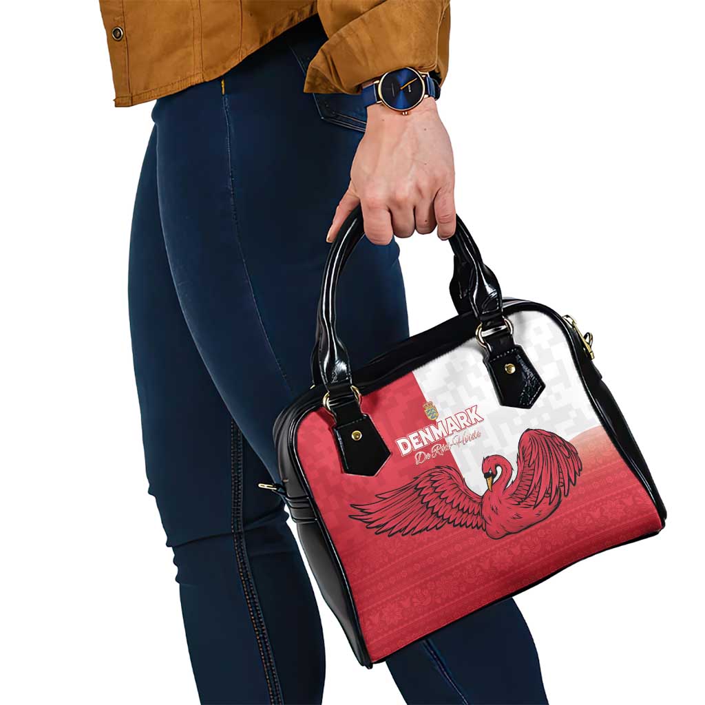 Denmark Football Shoulder Handbag Red and Whites Scandinavia Pattern - Wonder Print Shop