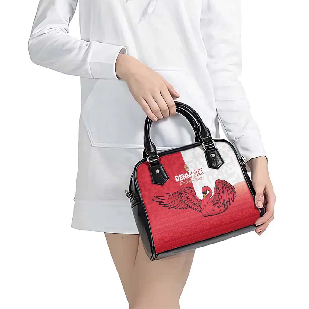 Denmark Football Shoulder Handbag Red and Whites Scandinavia Pattern - Wonder Print Shop