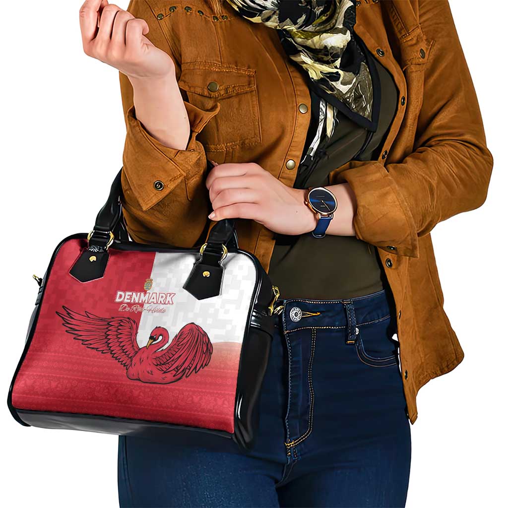 Denmark Football Shoulder Handbag Red and Whites Scandinavia Pattern - Wonder Print Shop
