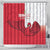 Denmark Football Shower Curtain Red and Whites Scandinavia Pattern - Wonder Print Shop