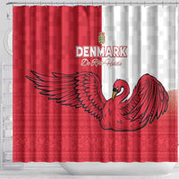 Denmark Football Shower Curtain Red and Whites Scandinavia Pattern - Wonder Print Shop